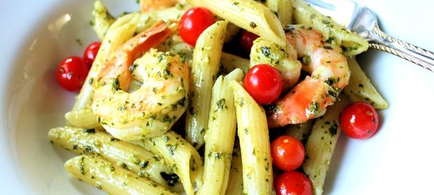 Макароны с креветками