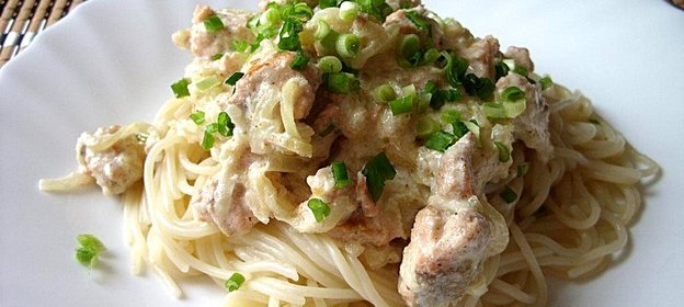 Спагетти с горбушей