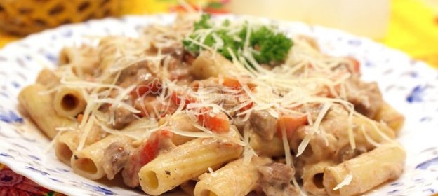 Макароны с мясом и овощами