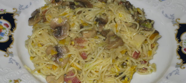 Грибная паста с беконом и тыквой