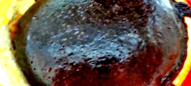 Шоколадный фондан с миндалем в апельсинах