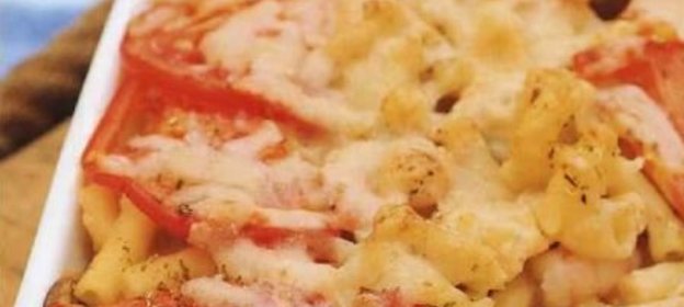 Макароны, запеченные с креветками и грибами