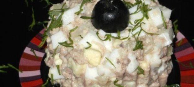 Салат из яиц с печенью трески