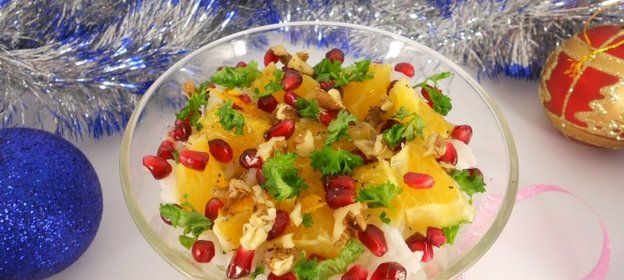 Рисовый салат с апельсином и гранатом