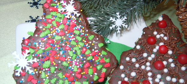 Печенье НОВОГОДНЕЕ мягкое бисквитное с тонким хрустящим шоколадом