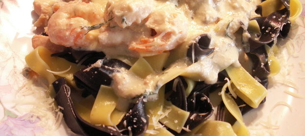Паста с морепродуктами со сливочным соусом