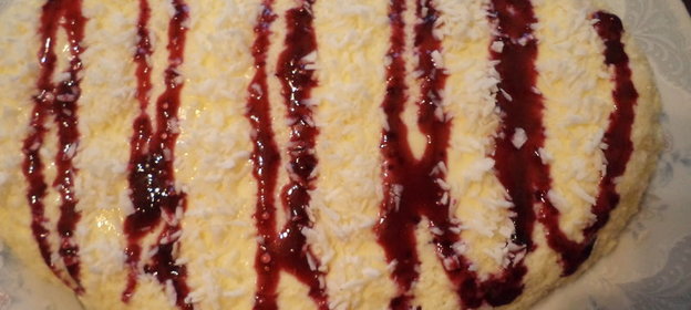 Чиз- десерт с черносмородиновым джемом и кокосом. Кулинарный алфавит!