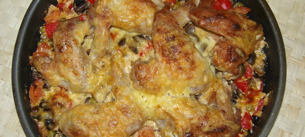 КУрочка с овощами и грибами