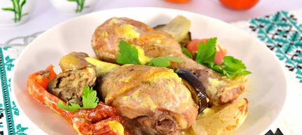 Куриные ножки запеченные с овощами в духовке