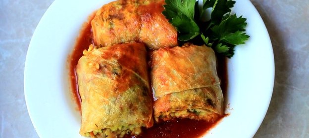 Постные голубцы с шампиньонами