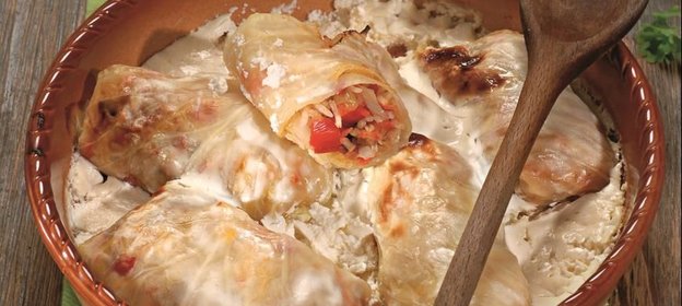 Голубцы с грибами и луком-пореем