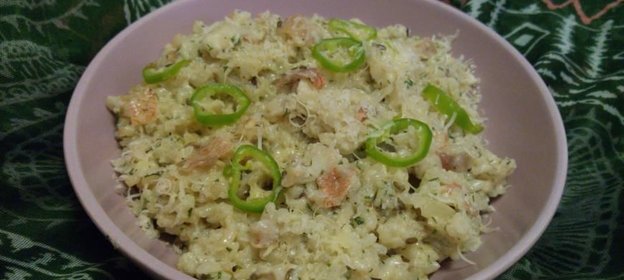 Насыщенное ризотто с морским окунем и сливками