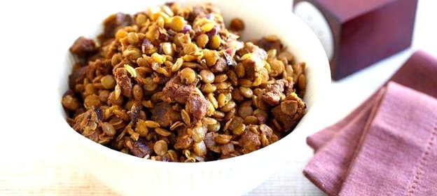 Баранина в маринаде с чечевицей