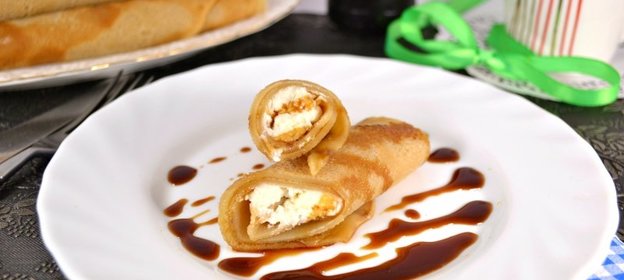 Кофейные блинчики с творожной массой и кофейным сиропом