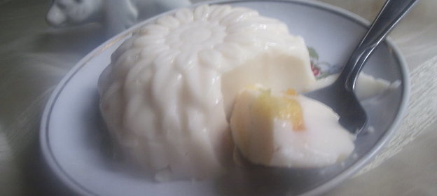 Желе из ряженки с персиками