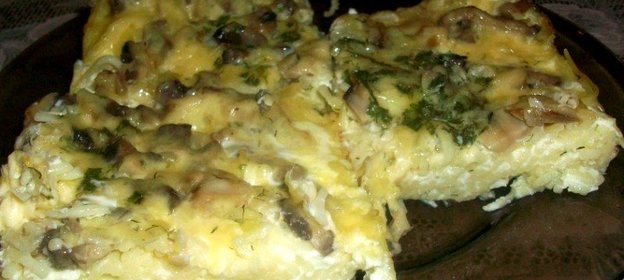 Запеканка с макаронами и грибами