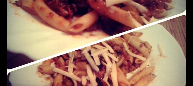 Паста с фаршем и баклажанами