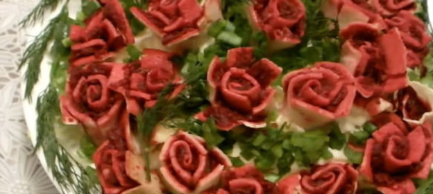 Селедка под шубой с «розами»