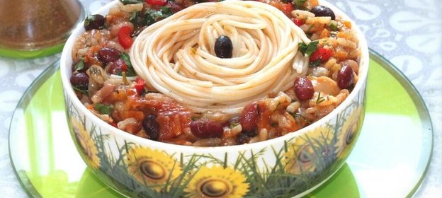 Паста с грибами и фасолью