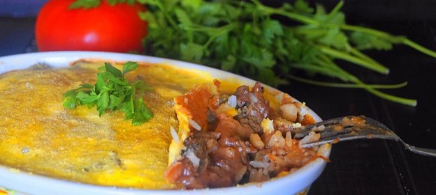 Запеканка из риса и говядины