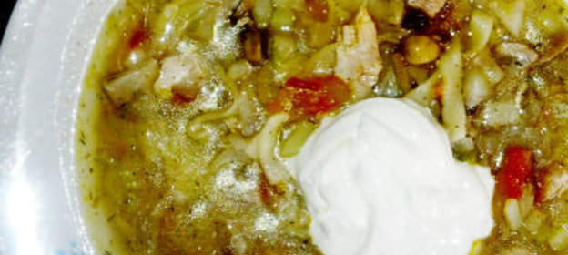 Куриные щи с грибами и лапшой