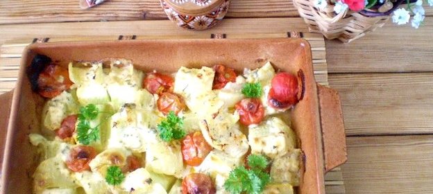 Овощи в духовке под соусом