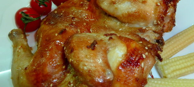 Цыплята на гриле, маринованные в необычном кунжутном маринаде