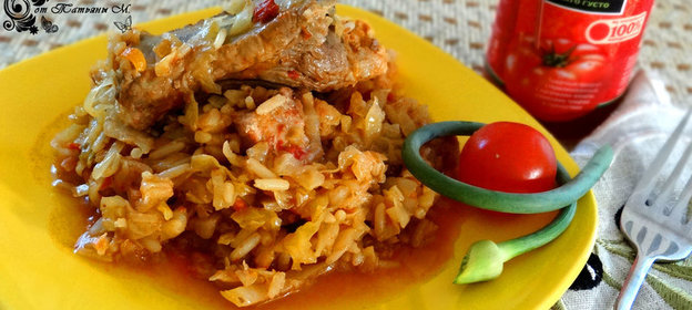 Ленивые голубцы со свиными ребрами в томатном соке