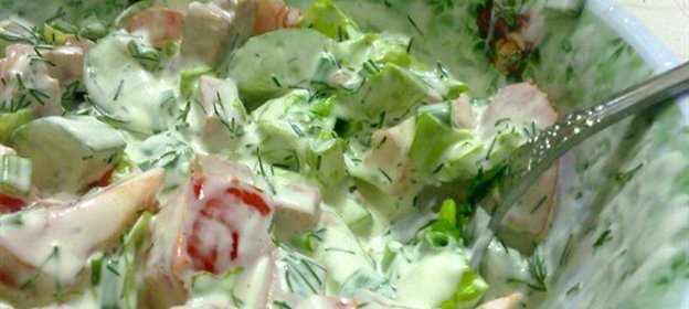 Овощной салат с ветчиной