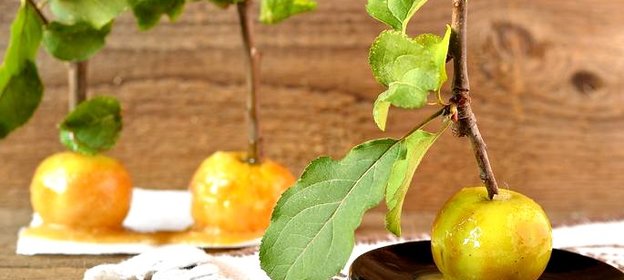 Яблоки в карамели на палочке