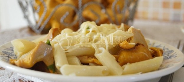 Макароны с лисичками