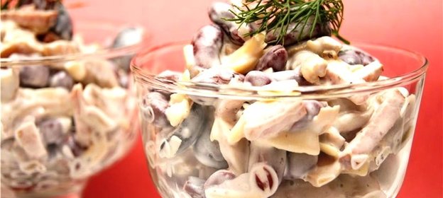 Салат с солеными грибами