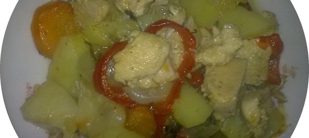 тушеные овощи с курицей