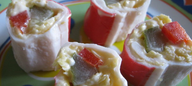 Фаршированные крабовые палочки /вариант/