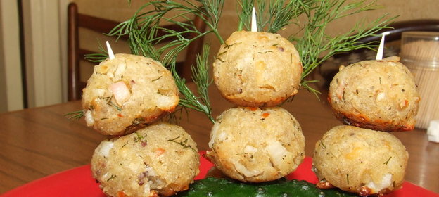 закусочные шарики с креветками и крабовыми палочками