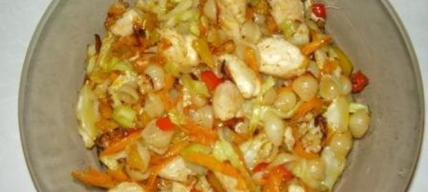 Жаренные овощи с курицей