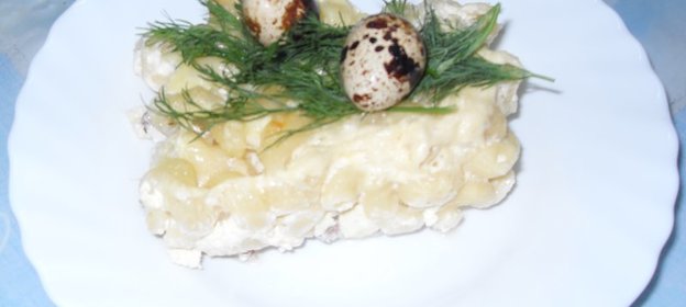 Запеканка нежная (макароны, фарш, яйца, сливки)