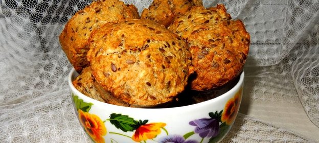 Овсяные булочки с семенами льна