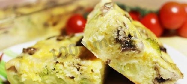 Запеканка из брокколи с грибами и сыром
