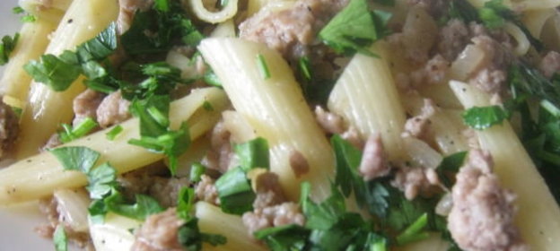 Макароны с мясом (по-флотски)