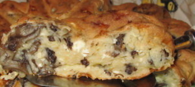 Сырный кекс с грибами и кабачком