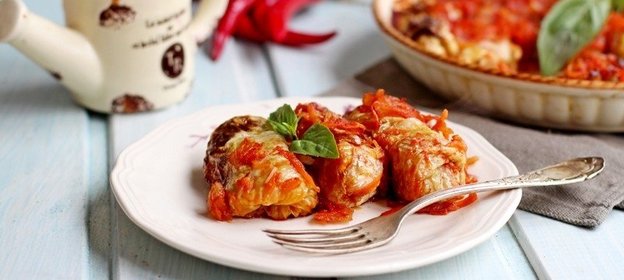 Постные голубцы с рисом и грибами