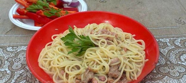 Спагетти по-флотски на костре