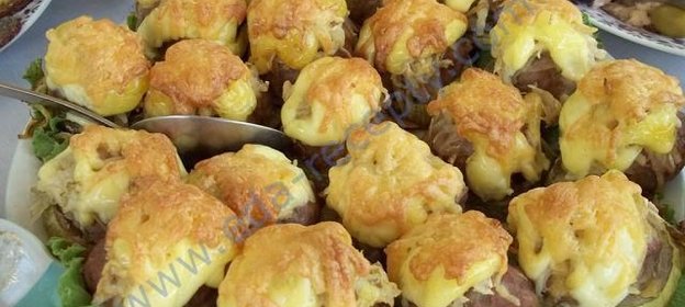 Стожки мясные под шубой в духовке