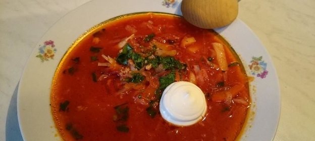 Борщ на курином бульоне с отварной свеклой