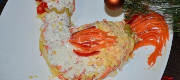 Салат «Петушок» с крабовыми палочками