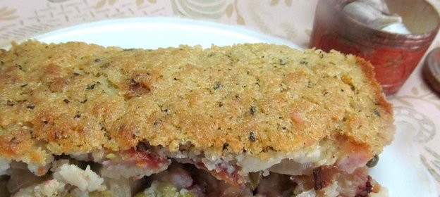 Запеканка из картофеля свеклы и ветчины