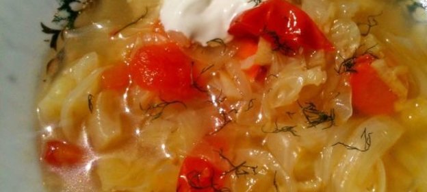 Щи из свежей капусты без картофеля.