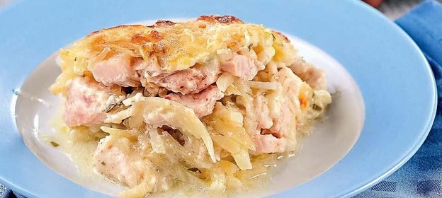 Слоеная запеканка из корневого сельдерея с курицей