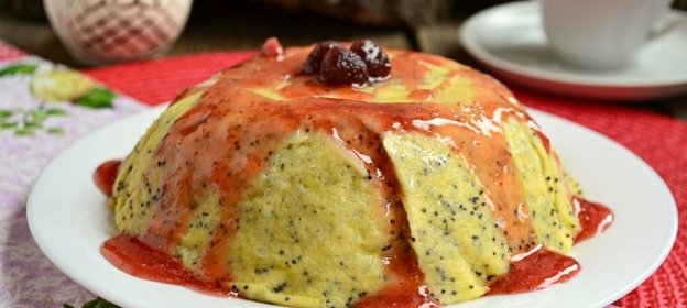 Творожная запеканка с маком и яблоками без выпечки